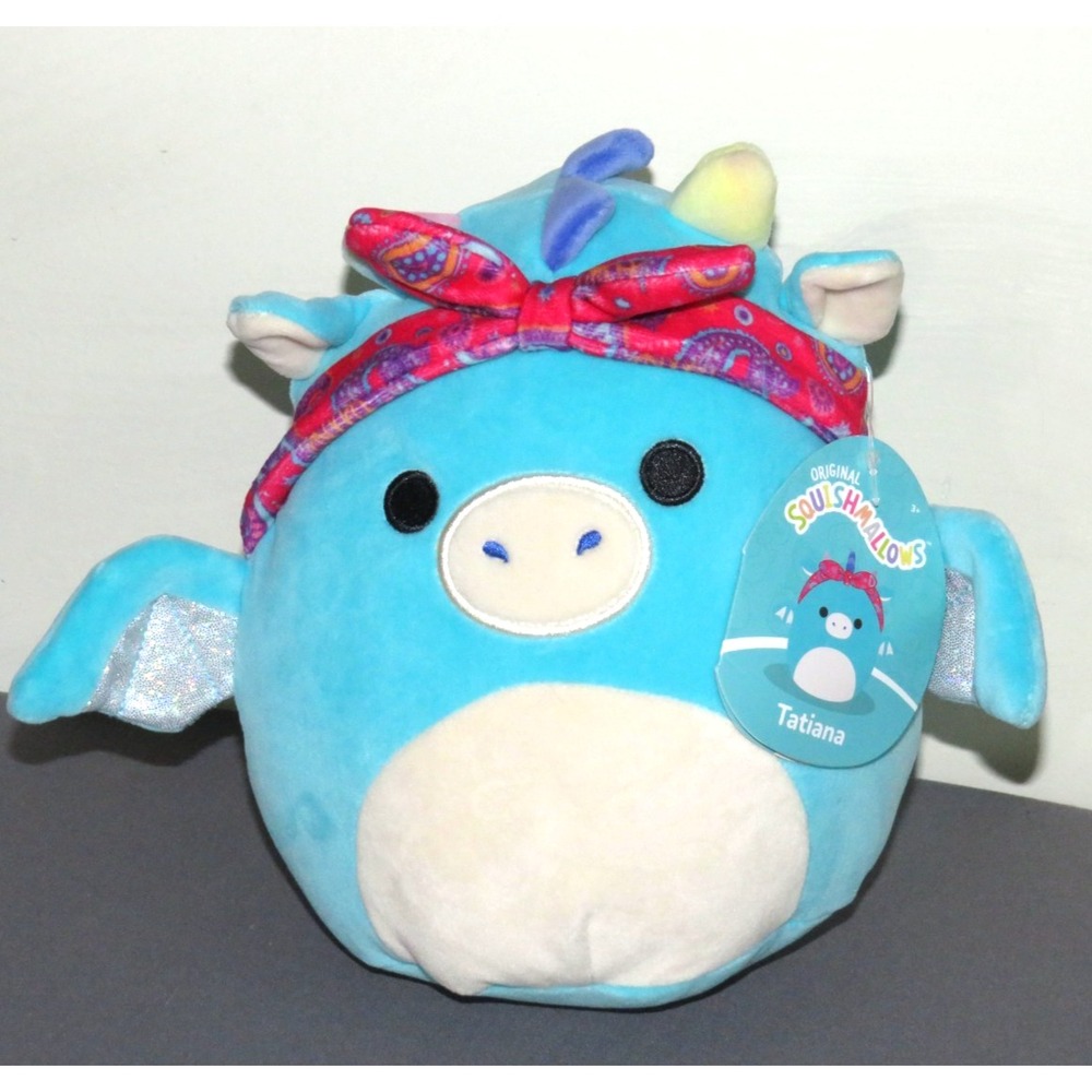 NEW! Squishmallow TATIANA Blue Dragon With Bandana 8" 2022 Kelly Toy